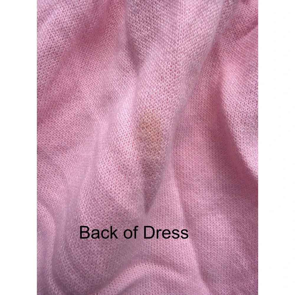 Vintage Pink Teddy Bear Graphic Long Sleeve Mock Neck Knit Dress Kids Baby